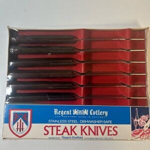 Vintage Regent Cutlery Stainless Steel Steak Knives Set w/ Box